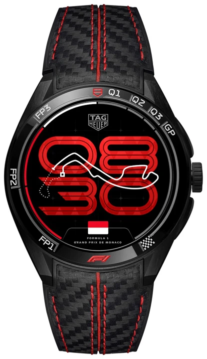 นาฬิกา TAG Heuer Connected Calibre E5 45mm x Formula 1 ตัวเรือนไทเทเนียมรมดำ หน้าปัด Race Track