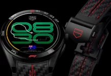 นาฬิกา TAG Heuer Connected Calibre E5 45mm x Formula 1 ตัวเรือนไทเทเนียมรมดำ หน้าปัด Race Track