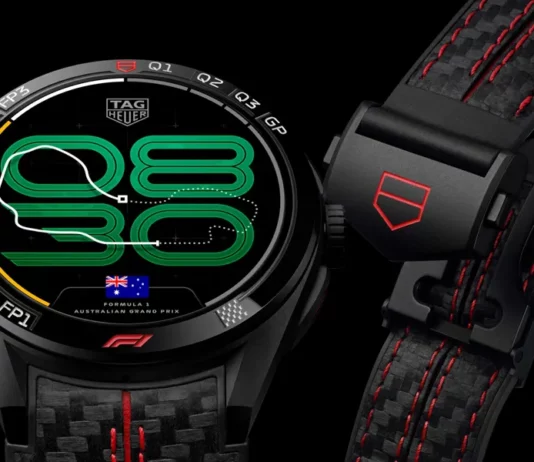 นาฬิกา TAG Heuer Connected Calibre E5 45mm x Formula 1 ตัวเรือนไทเทเนียมรมดำ หน้าปัด Race Track