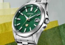 นาฬิกา The Citizen Chitose Midori Green AQ4091-56W หน้าปัดกระดาษวอชิสีเขียว