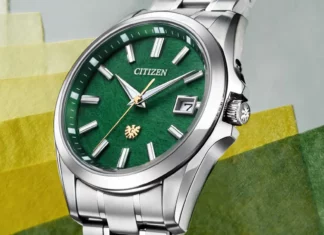 นาฬิกา The Citizen Chitose Midori Green AQ4091-56W หน้าปัดกระดาษวอชิสีเขียว