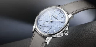 Tutima Patria Light Blue dial 3D pyramid pattern, Caliber 617 movement, Titanium Grade 5 watch