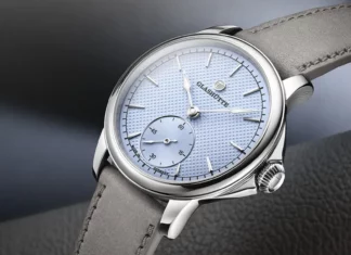 Tutima Patria Light Blue dial 3D pyramid pattern, Caliber 617 movement, Titanium Grade 5 watch