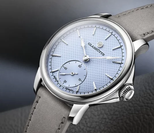 Tutima Patria Light Blue dial 3D pyramid pattern, Caliber 617 movement, Titanium Grade 5 watch