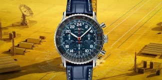 Breitling Navitimer B02 Chronograph 41 Cosmonaute Artemis II หน้าปัดอุกกาบาตสีน้ำเงิน