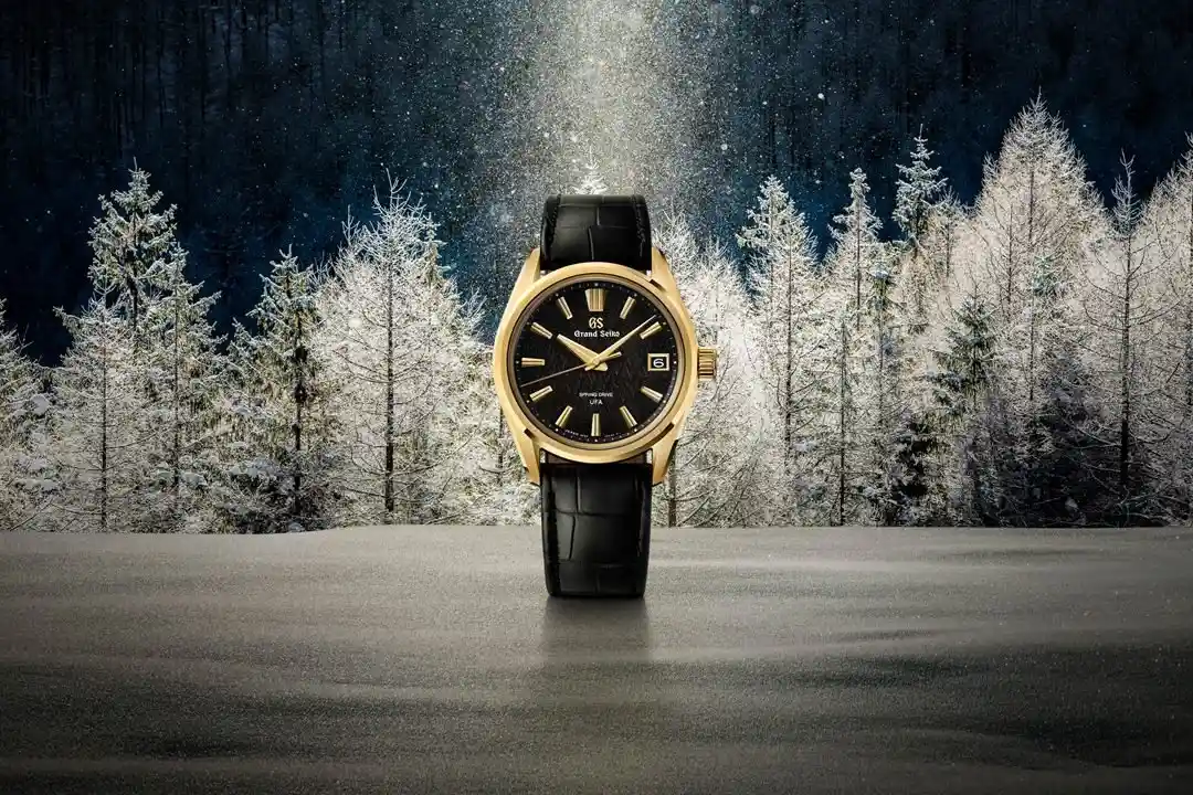หน้าปัดสีดำประกายทอง Grand Seiko SLGB006 Ice Forest at Dawn และตัวเรือน Yellow Gold 18K
