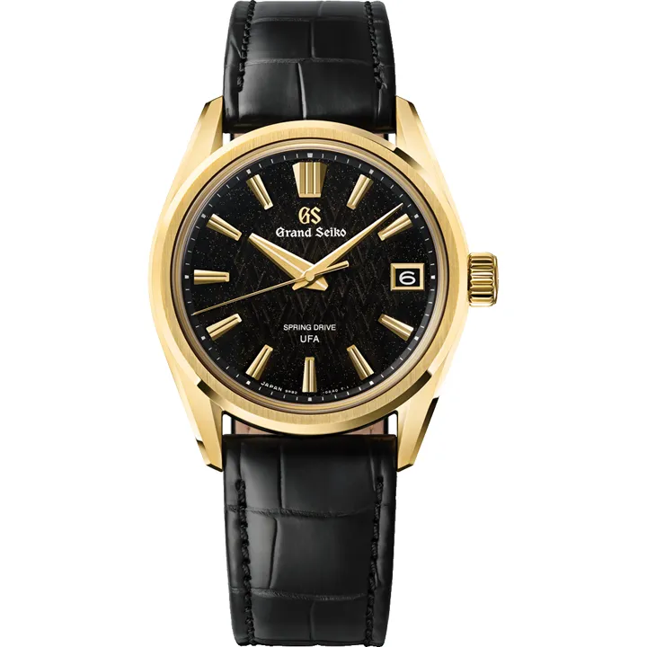 หน้าปัดสีดำประกายทอง Grand Seiko SLGB006 Ice Forest at Dawn และตัวเรือน Yellow Gold 18K