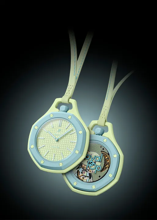 ภาพนาฬิกาพก Audemars Piguet x SWATCH Royal Pop ดีไซน์แปดเหลี่ยม วัสดุ Bioceramic
