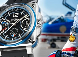 นาฬิกา Bell and Ross BR-X3 Patrouille de France หน้าปัดสเกเลตันสีธงชาติฝรั่งเศสและโลโก้ฝูงบินที่ 6 นาฬิกา