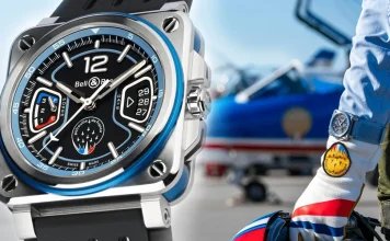 นาฬิกา Bell and Ross BR-X3 Patrouille de France หน้าปัดสเกเลตันสีธงชาติฝรั่งเศสและโลโก้ฝูงบินที่ 6 นาฬิกา