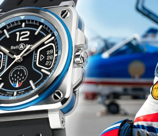 นาฬิกา Bell and Ross BR-X3 Patrouille de France หน้าปัดสเกเลตันสีธงชาติฝรั่งเศสและโลโก้ฝูงบินที่ 6 นาฬิกา