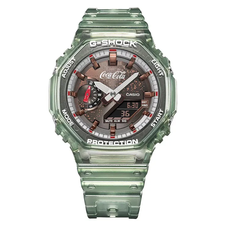 นาฬิกา Casio G-SHOCK x Coca-Cola รุ่น GA-2100CC-3AJR ตัวเรือนสีเขียวใสแบบขวดแก้วโค้ก