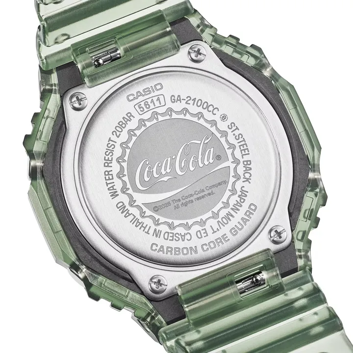 ฝาหลัง นาฬิกา Casio G-SHOCK x Coca-Cola รุ่น GA-2100CC-3AJR ตัวเรือนสีเขียวใสแบบขวดแก้วโค้ก