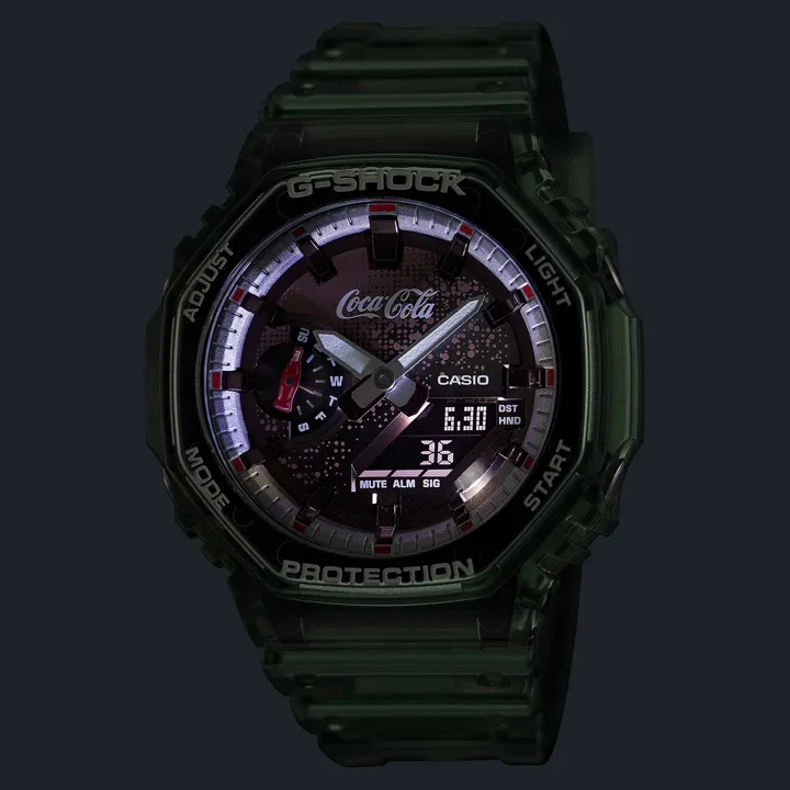 นาฬิกา Casio G-SHOCK x Coca-Cola รุ่น GA-2100CC-3AJR ตัวเรือนสีเขียวใสแบบขวดแก้วโค้ก