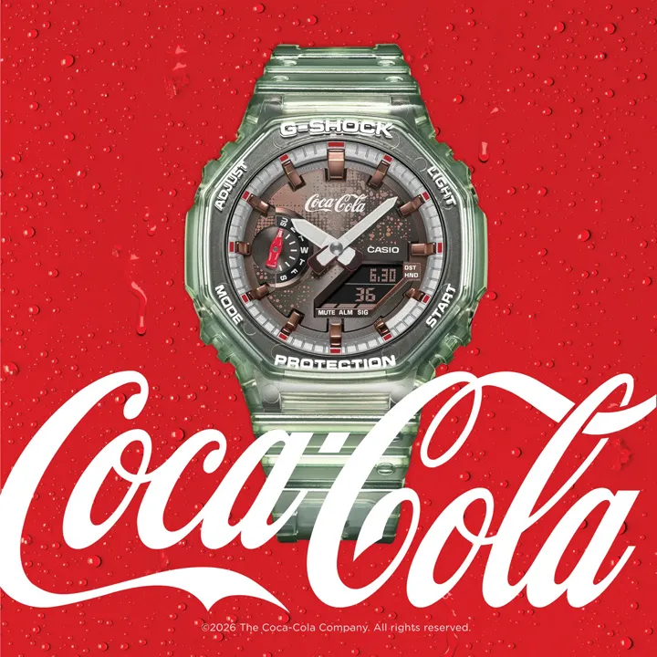 นาฬิกา Casio G-SHOCK x Coca-Cola รุ่น GA-2100CC-3AJR ตัวเรือนสีเขียวใสแบบขวดแก้วโค้ก