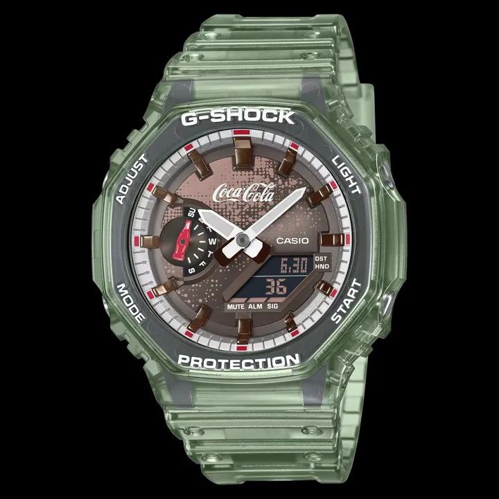นาฬิกา Casio G-SHOCK x Coca-Cola รุ่น GA-2100CC-3AJR ตัวเรือนสีเขียวใสแบบขวดแก้วโค้ก