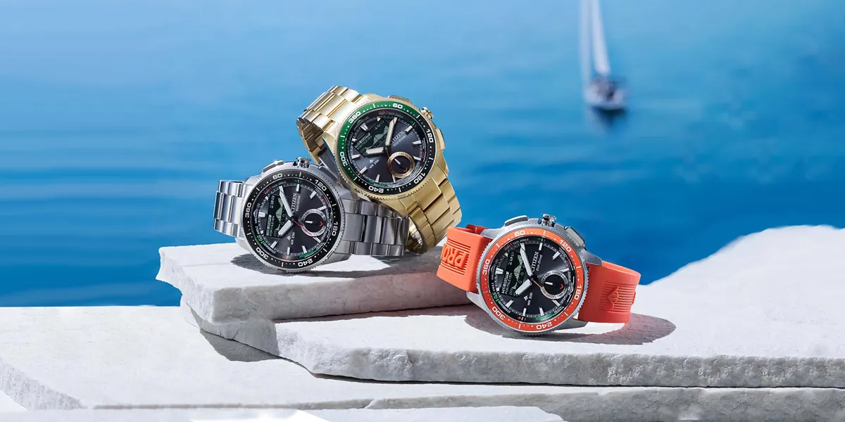 นาฬิกาเรือใบ Citizen Promaster Eco-Drive Combination Watch Wave Tracker บนข้อมือนักเดินเรือ