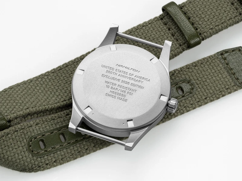 ฝาหลัง นาฬิกา Hamilton Khaki Field Mechanical 36mm รุ่นฉลอง 250 ปีอเมริกา ดีไซน์ FAPD 5101