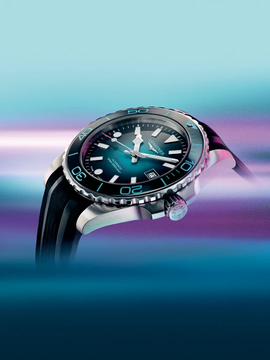 นาฬิกา Longines HydroConquest Commonwealth Games 2026 หน้าปัดไล่เฉดสีฟ้าม่วงชมพู