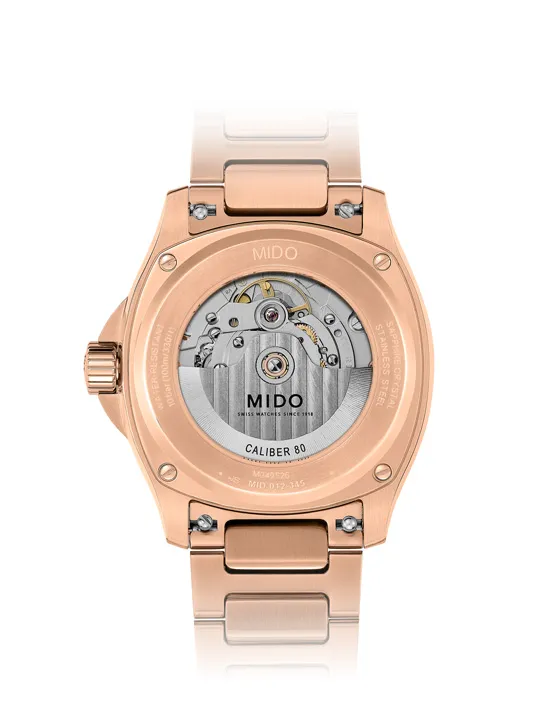 นาฬิกา Mido Multifort TV Big Date 2026 ตัวเรือน Rose Gold หน้าปัดสีน้ำเงิน สวมใส่โดย อีจงซอก