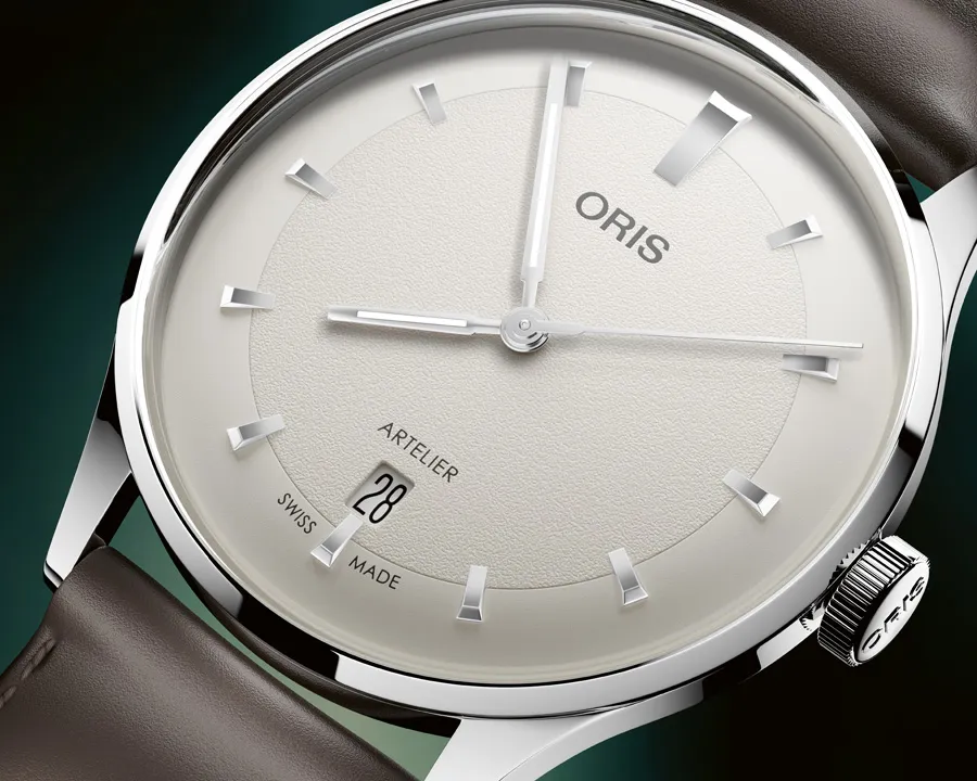 ORIS Artelier Date 2026 เรียบหรูอย่างโดดเด่น นาฬิกา-ORIS-Artelier-Date-2026-หน้าปัดสีขาว สายหนังสีน้ำตาล