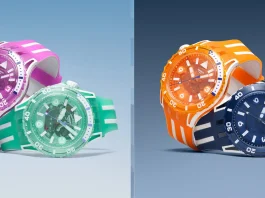 นาฬิกา Swatch SCUBAQUA สีอควากรีน มิดไนท์บลู อิเลกทริกฟิวเซีย และโซลาร์ออเรนจ์