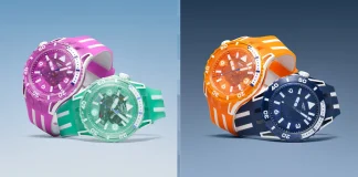 นาฬิกา Swatch SCUBAQUA สีอควากรีน มิดไนท์บลู อิเลกทริกฟิวเซีย และโซลาร์ออเรนจ์