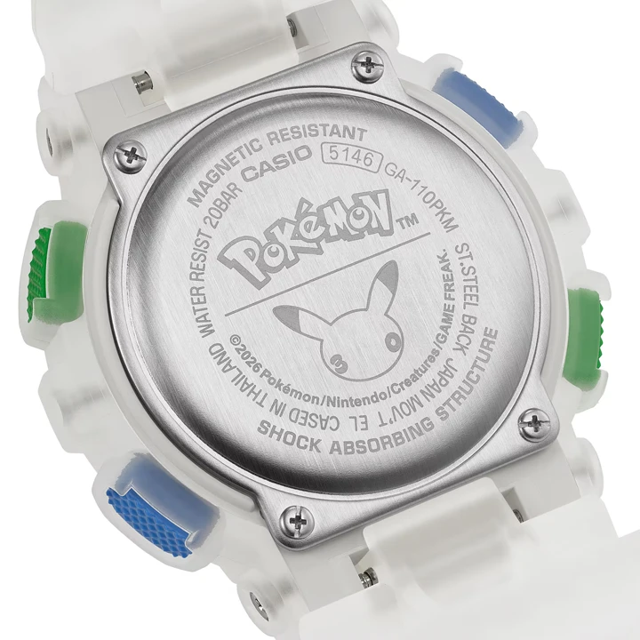 นาฬิกา Casio G-SHOCK x Pokémon รุ่น GA-110PKM-7A ตัวเรือนใสลาย Pikachu ฉลองครบรอบ 30 ปี โปเกมอน