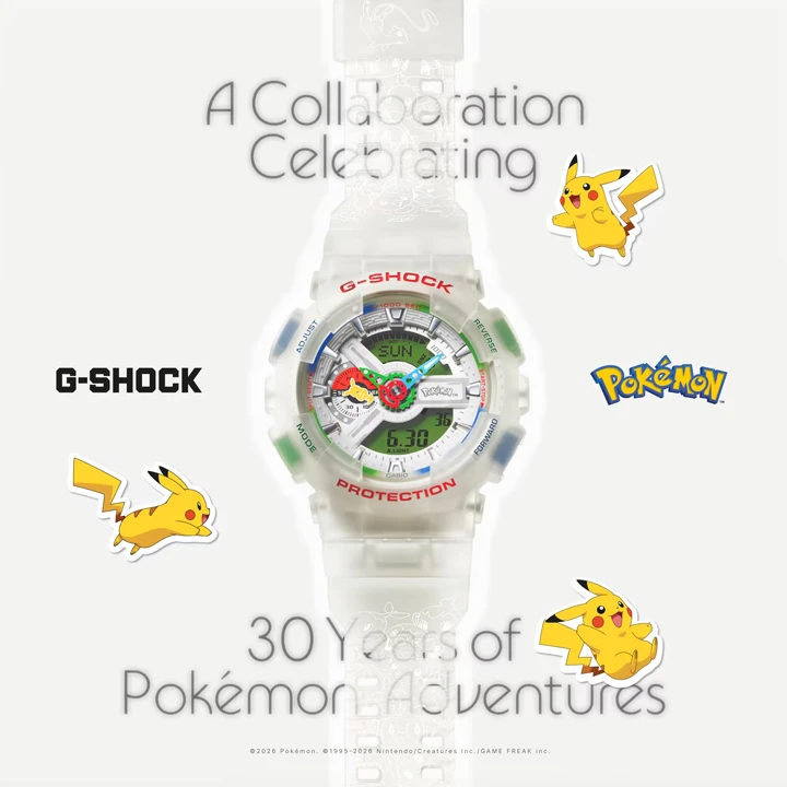 นาฬิกา Casio G-SHOCK x Pokémon รุ่น GA-110PKM-7A ตัวเรือนใสลาย Pikachu ฉลองครบรอบ 30 ปี โปเกมอน