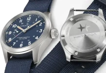 นาฬิกา Hamilton Khaki Field Mechanical Power Reserve หน้าปัดสีน้ำเงิน และสีเขียว