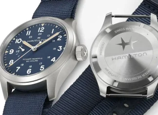 นาฬิกา Hamilton Khaki Field Mechanical Power Reserve หน้าปัดสีน้ำเงิน และสีเขียว