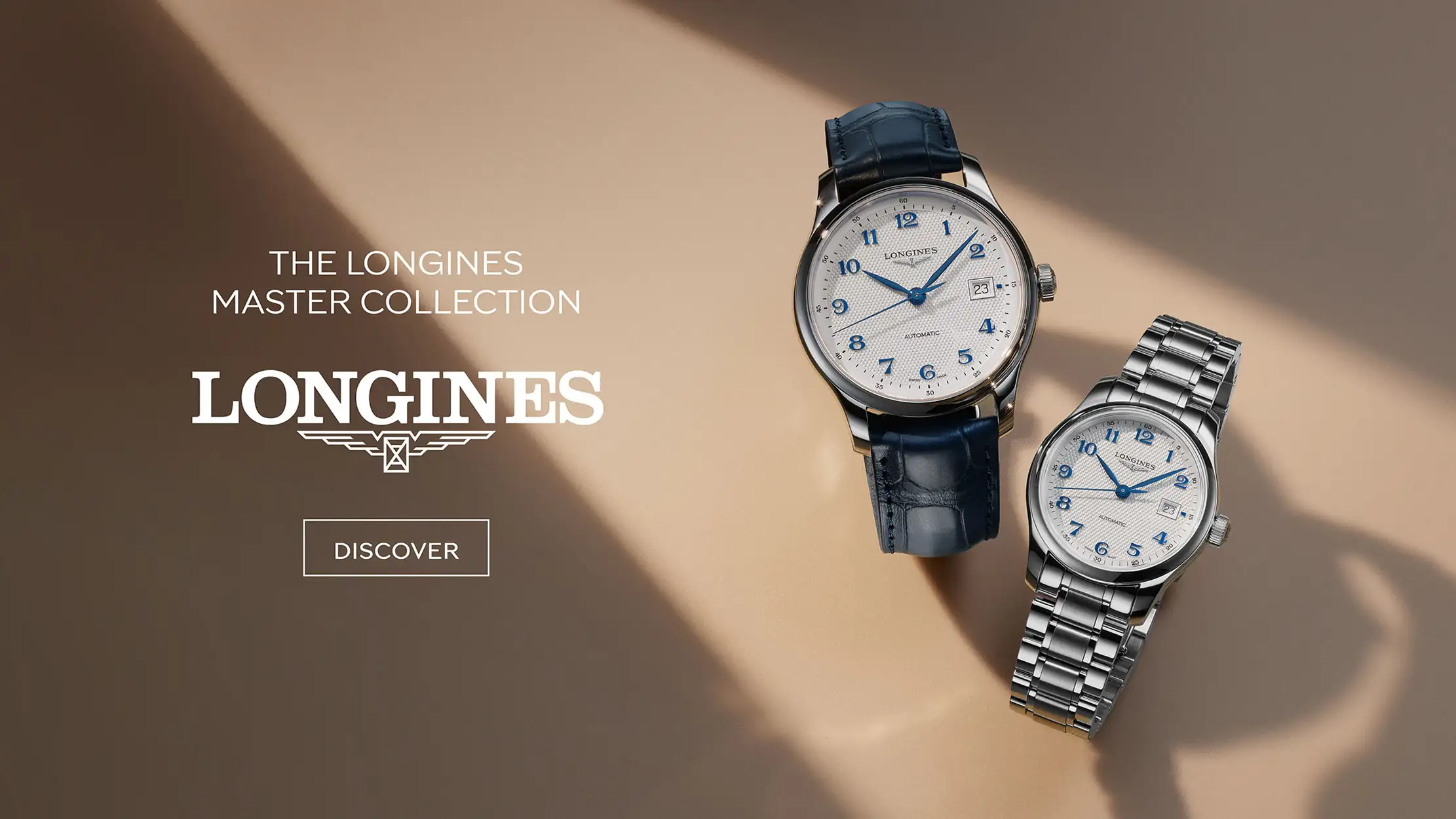 นาฬิกาพรีเมียม The Longines Master Collection หน้าปัดสีเงิน Barleycorn เข็มบลูสตีลสีน้ำเงิน รุ่นสายหนังจระเข้สีน้ำเงินและรุ่นสายเหล็กสเตนเลสสตีล
