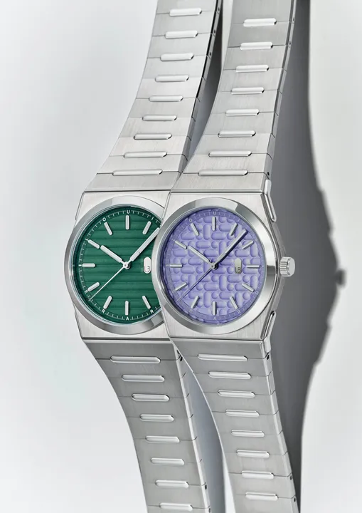 Louis Erard 2340 เพิ่ม 2 สีใหม่รับซัมเมอร์ นาฬิกา Louis Erard 2340 หน้าปัดสีม่วง Mauve และสีเขียว Forest สาย Integrated Bracelet