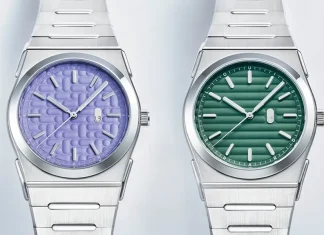 นาฬิกา Louis Erard 2340 หน้าปัดสีม่วง Mauve และสีเขียว Forest สาย Integrated Bracelet