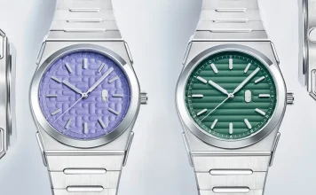 นาฬิกา Louis Erard 2340 หน้าปัดสีม่วง Mauve และสีเขียว Forest สาย Integrated Bracelet