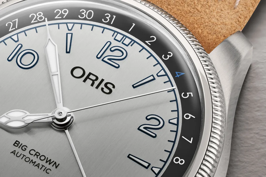 หน้าปัดนาฬิกา ORIS Big Crown Pointer Date เลข 4 สีน้ำเงิน รำลึก Lou Gehrig