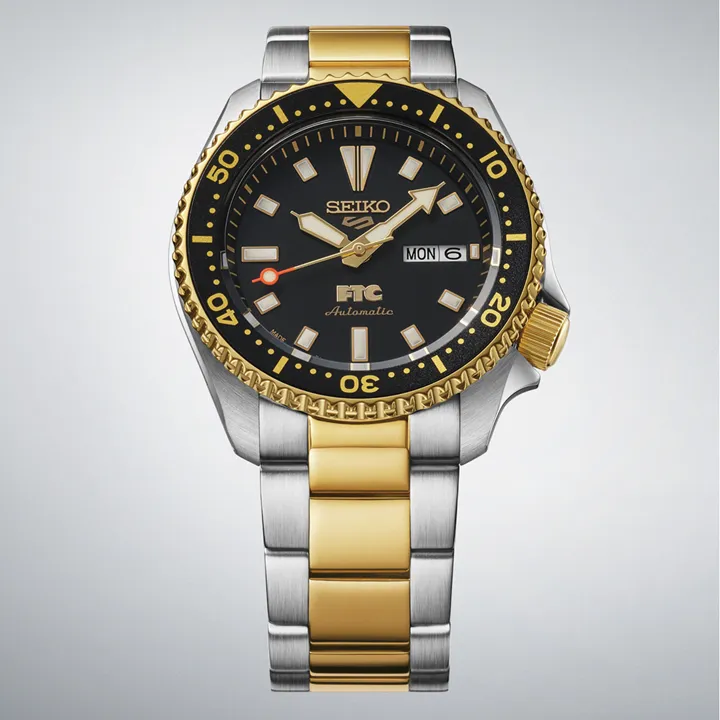 Seiko 5 Sports FTC HDB011 ตัวเรือนทูโทน ดำ-ทอง สายสตีล Limited Edition