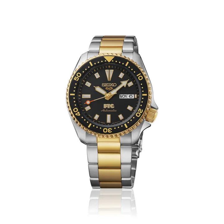 Seiko 5 Sports FTC HDB011 ตัวเรือนทูโทน ดำ-ทอง สายสตีล Limited Edition