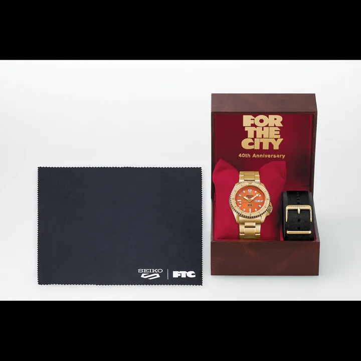 Seiko 5 Sports FTC HDB012 เคลือบ PVD สีทอง หน้าปัดสีส้ม สไตล์สตรีทแวร์