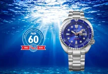 Seiko Prospex PADI 60th Anniversary Limited Edition (HBB002) ความพิเศษฉลอง 60 ปี PADI นาฬิกาดำน้ำ Seiko Prospex PADI 60th Anniversary Limited Edition รหัส HBB002 ตัวเรือน King Turtle หน้าปัดลายลูกโลกสีน้ำเงินตัดขอบแดง