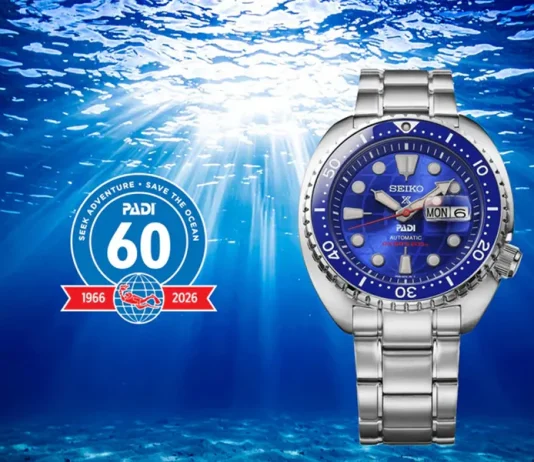 นาฬิกาดำน้ำ Seiko Prospex PADI 60th Anniversary Limited Edition รหัส HBB002 ตัวเรือน King Turtle หน้าปัดลายลูกโลกสีน้ำเงินตัดขอบแดง