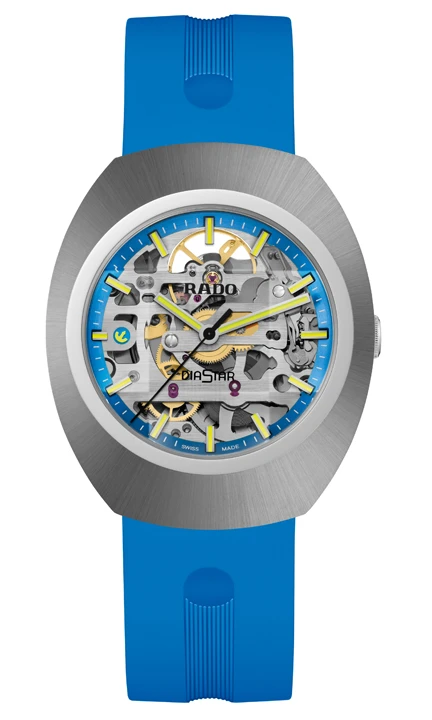 Rado DiaStar Original Skeleton Limited Edition สีสันรับฤดูร้อน Rado DiaStar Original Skeleton สีฟ้า Ref.R12169209 ตัวเรือน Ceramos