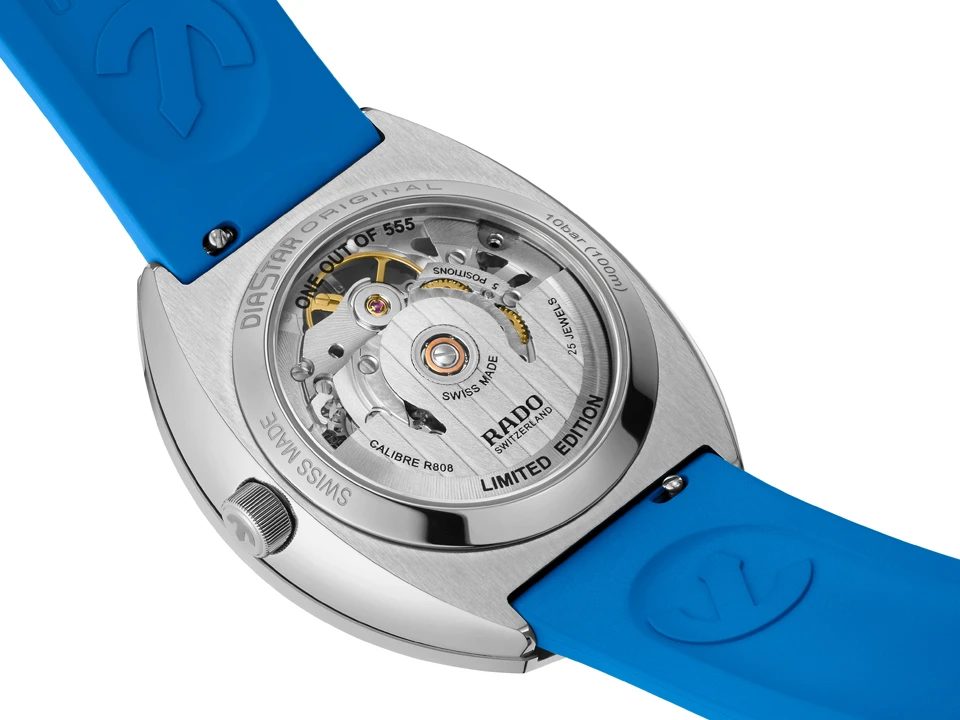 Rado DiaStar Original Skeleton Limited Edition สีสันรับฤดูร้อน Rado DiaStar Original Skeleton สีฟ้า Ref.R12169209 ตัวเรือน Ceramos