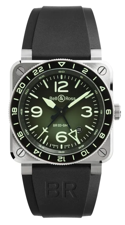 Bell and Ross BR03 GMT Green Lum สวยสปอร์ตบนกลิ่นอายแสงเหนือ นาฬิกา Bell & Ross BR03 GMT Green Lum ตัวเรือนสตีล 42 มม.