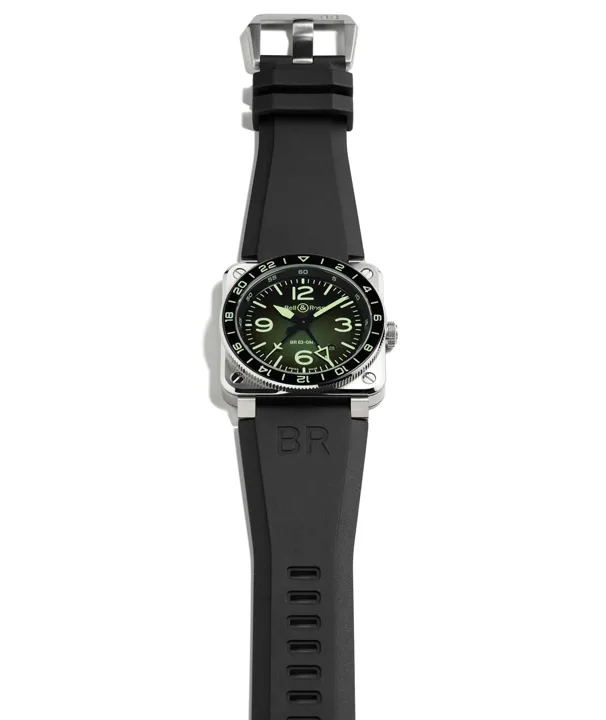 Bell and Ross BR03 GMT Green Lum สวยสปอร์ตบนกลิ่นอายแสงเหนือ นาฬิกา Bell & Ross BR03 GMT Green Lum ตัวเรือนสตีล 42 มม.