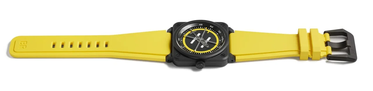นาฬิกา Bell & Ross BR-03 Helipad ตัวเรือนเซรามิกสีดำขนาด 41 มิลลิเมตร พร้อมหน้าปัดลานจอดเฮลิคอปเตอร์