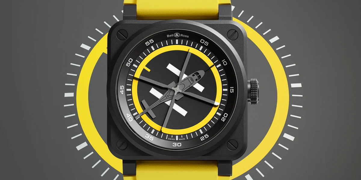 นาฬิกา Bell & Ross BR-03 Helipad ตัวเรือนเซรามิกสีดำขนาด 41 มิลลิเมตร พร้อมหน้าปัดลานจอดเฮลิคอปเตอร์