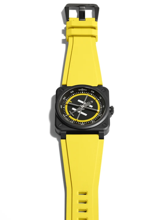 นาฬิกา Bell & Ross BR-03 Helipad ตัวเรือนเซรามิกสีดำขนาด 41 มิลลิเมตร พร้อมหน้าปัดลานจอดเฮลิคอปเตอร์
