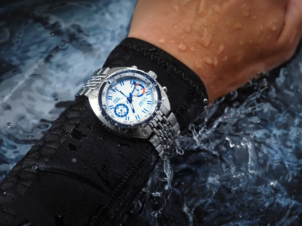 Doxa SUB T.Graph II ‘Great White’ แรงบันดาลใจจากฉลามขาว ผลิตแค่ 100 เรือน นาฬิกาดำน้ำ Doxa SUB T.Graph II Great White หน้าปัดสีขาวเข็มสีน้ำเงิน ผลิตจำกัด 100 เรือน