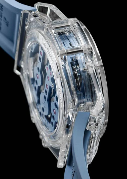 ฝาหลังนาฬิกา Hublot Big Bang Sapphire Sky Blue โชว์กลไกไขลาน In-House Meca-10 รหัส HUB1201